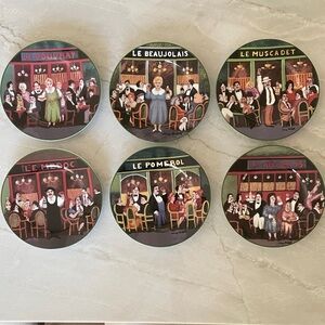 Williams Sonoma Wine Celebration Coasters - Red, Green, Black